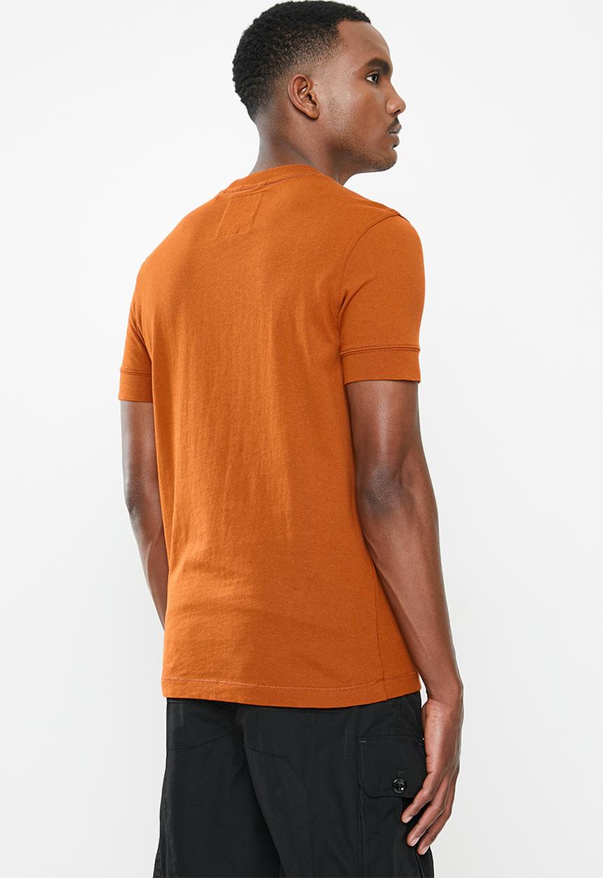 G-STAR - Felt applique logo slim short sleeve tee - cinnamon orange