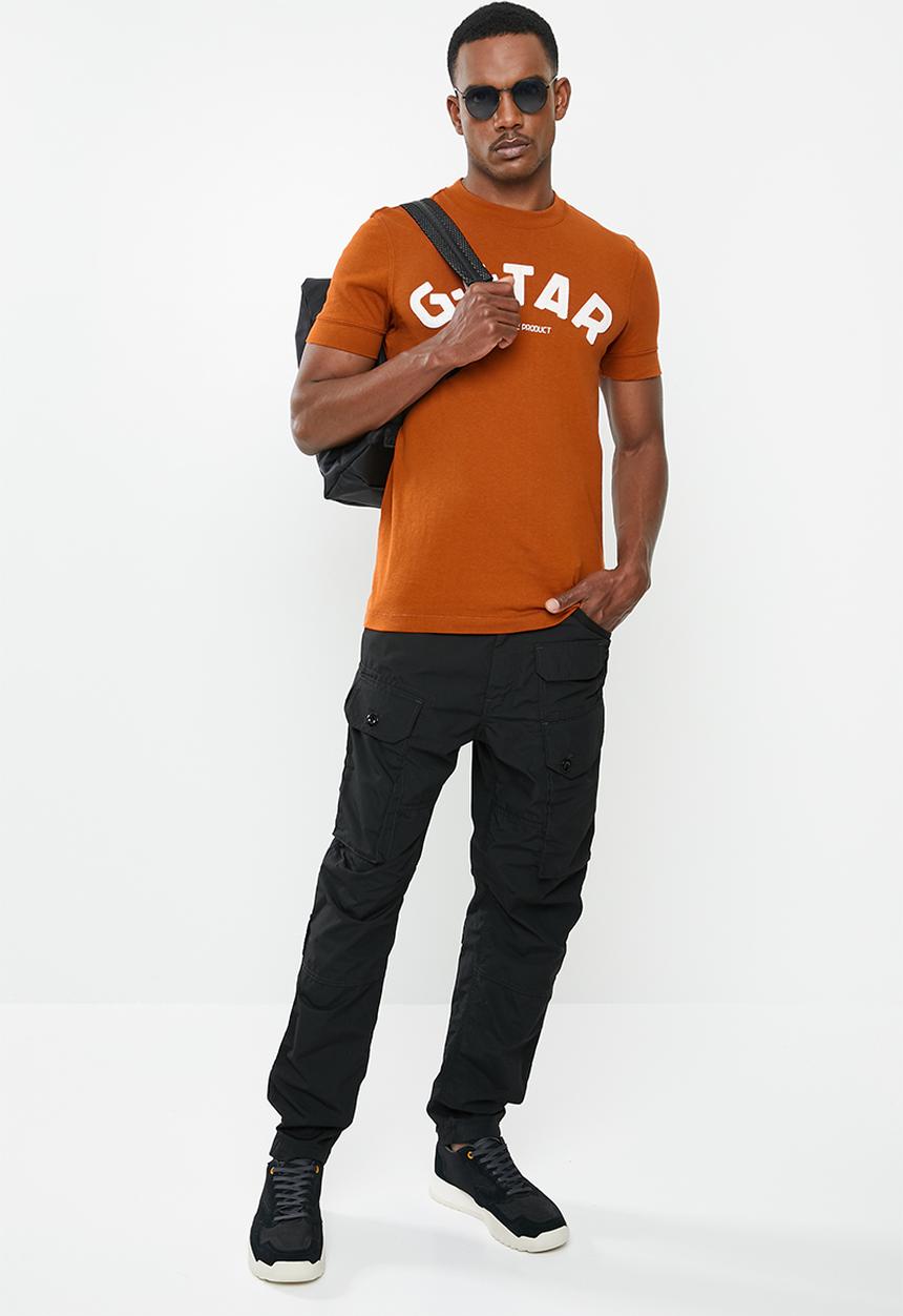 G-STAR - Felt applique logo slim short sleeve tee - cinnamon orange
