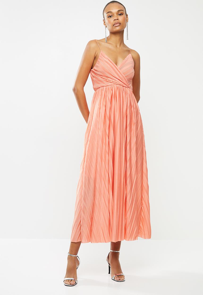 ONLY - Elema short sleeve maxi wrap dress - coral
