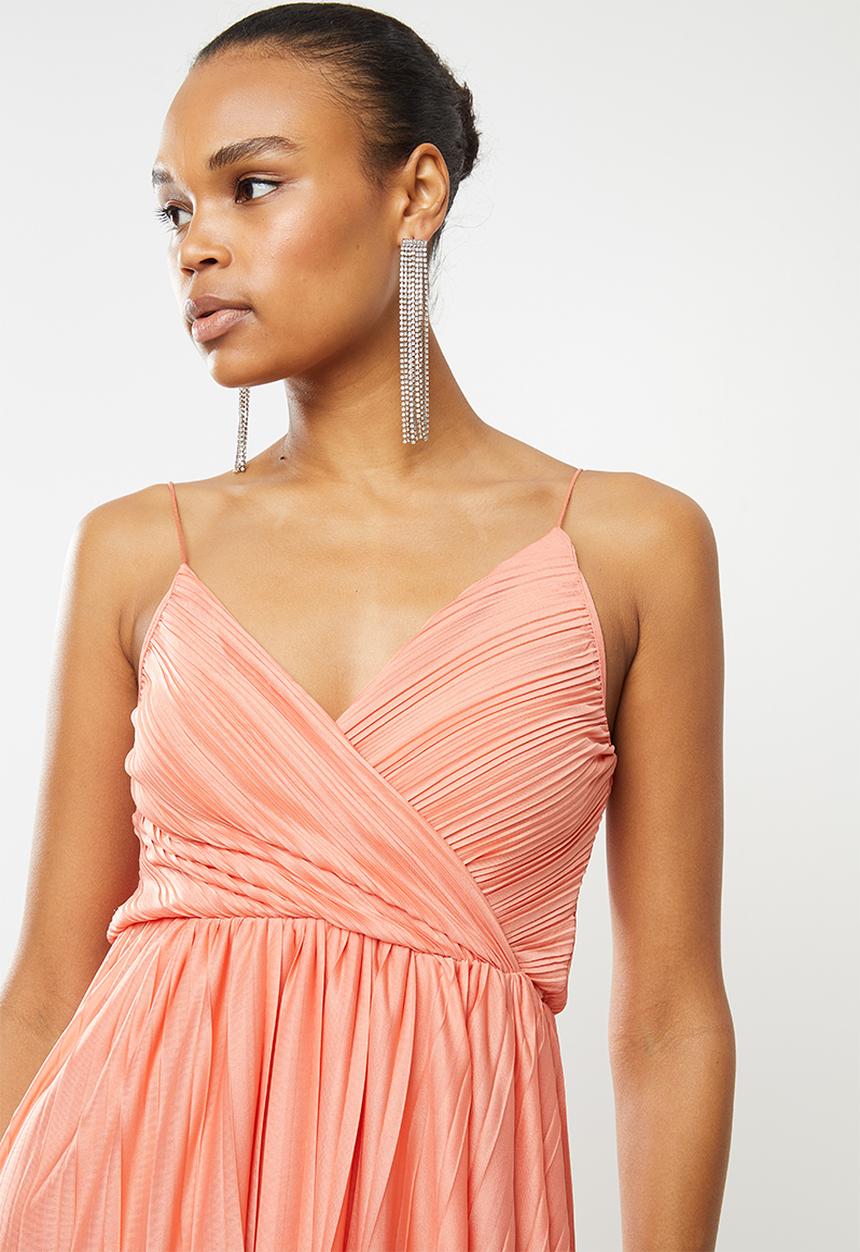 ONLY - Elema short sleeve maxi wrap dress - coral