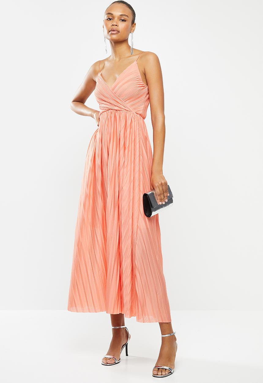 ONLY - Elema short sleeve maxi wrap dress - coral