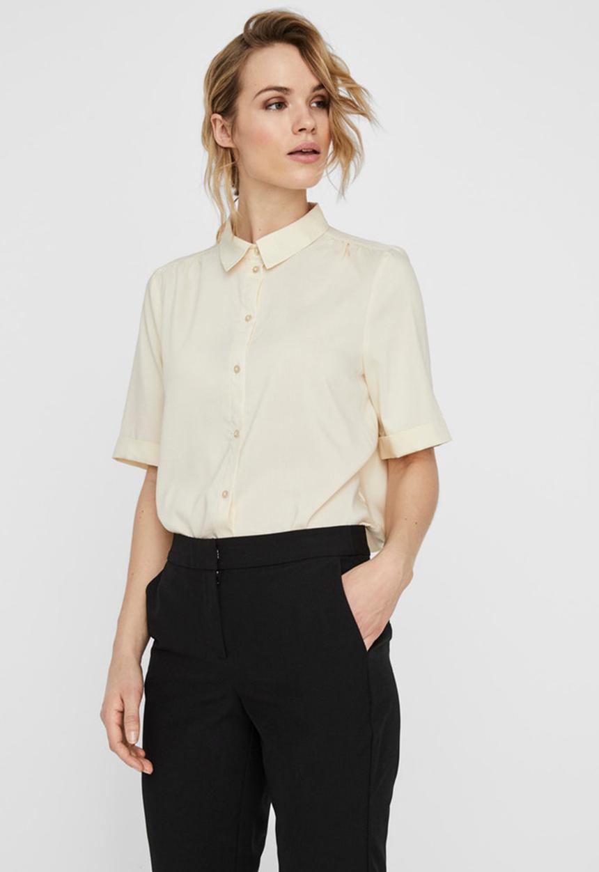 Vero Moda - Santorini short sleeve shirt - neutral