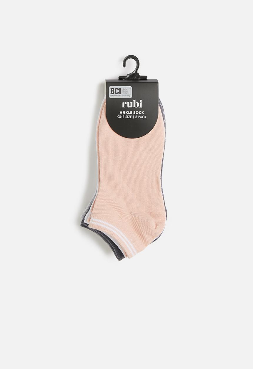 Cotton On - 5 Pack ankle sock - peach & white 