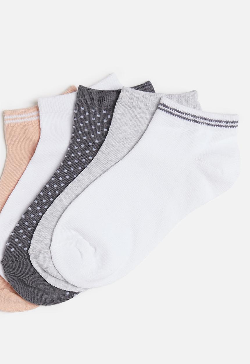 Cotton On - 5 Pack ankle sock - peach & white 