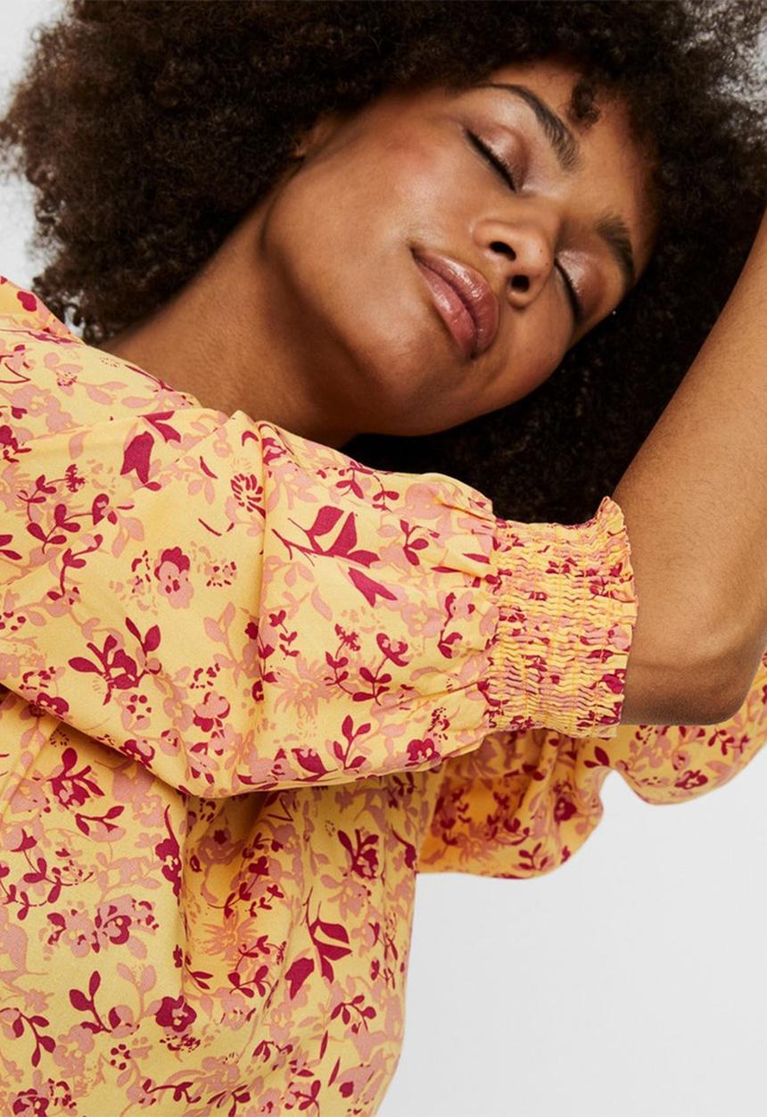 Vero Moda - Simone 3/4 ankle smock dress - yellow & red