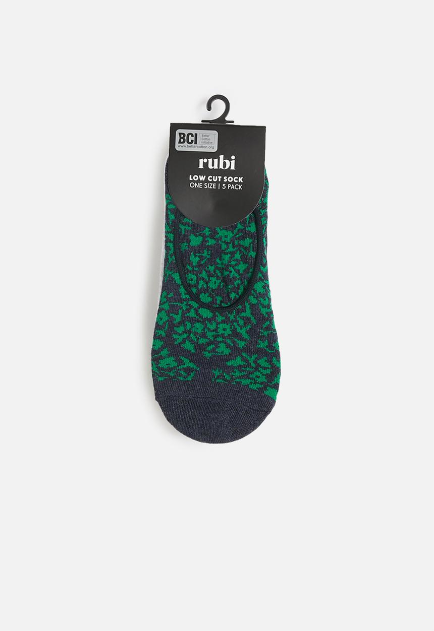 Cotton On - 5 Pack low cut sock - navy & green