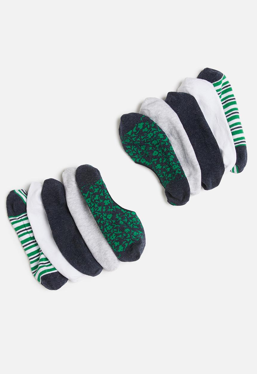 Cotton On - 5 Pack low cut sock - navy & green