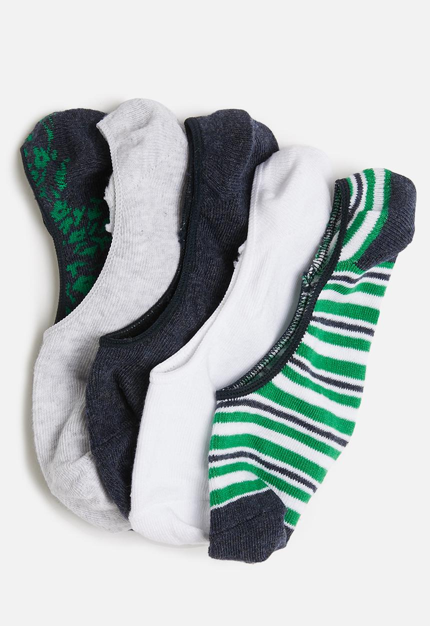 Cotton On - 5 Pack low cut sock - navy & green