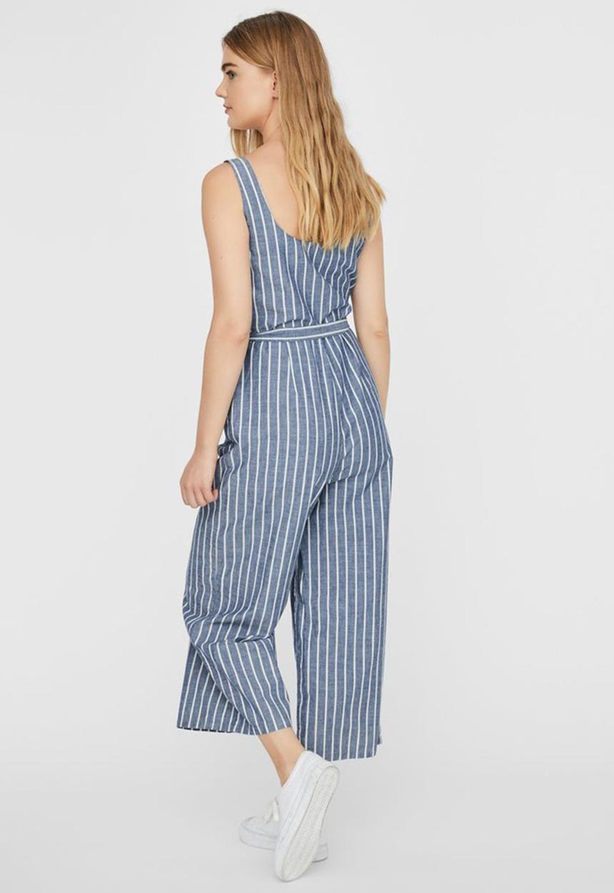 Vero Moda - Dotti chambray culotte jumpsuit - blue & white 