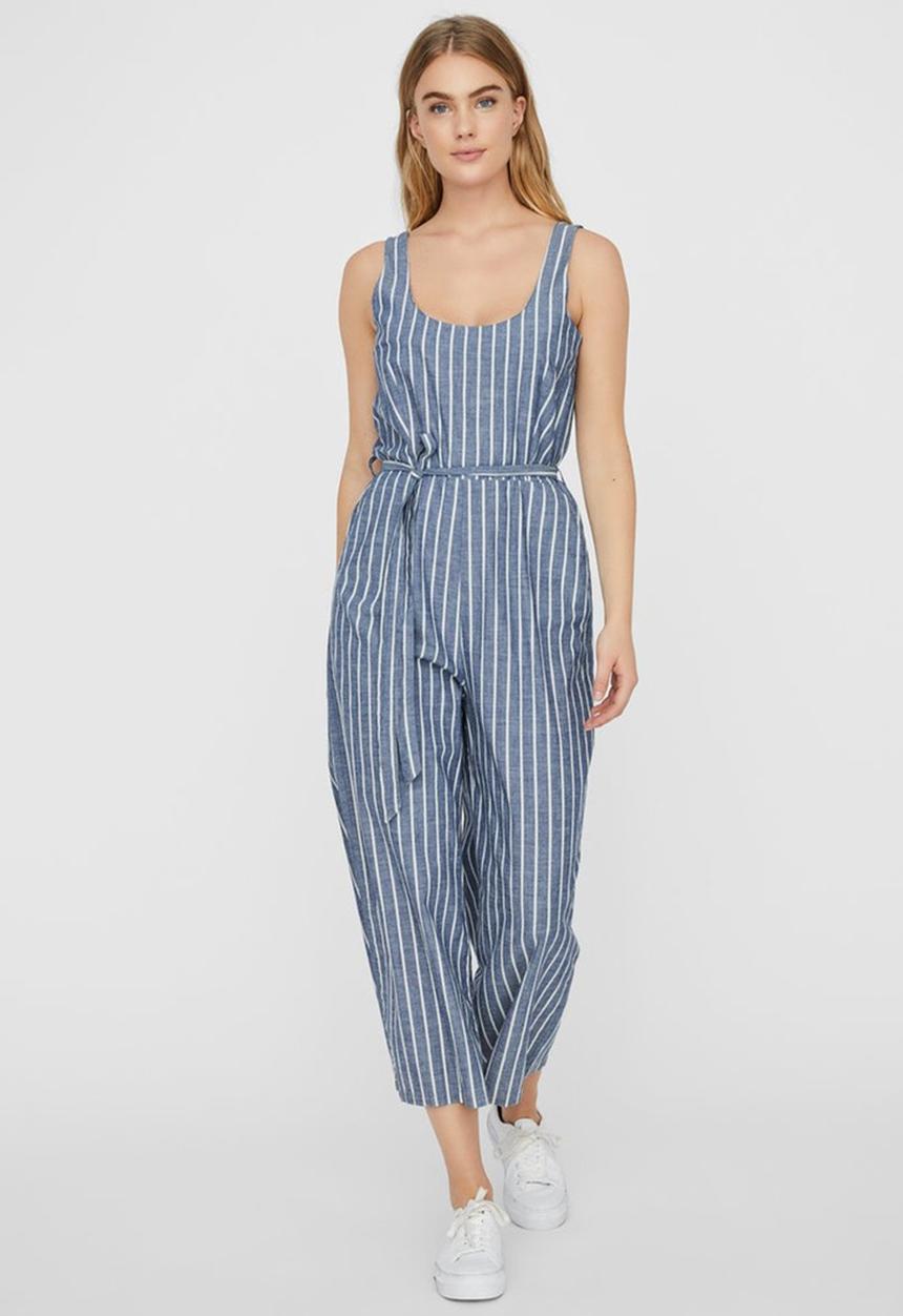 Vero Moda - Dotti chambray culotte jumpsuit - blue & white 