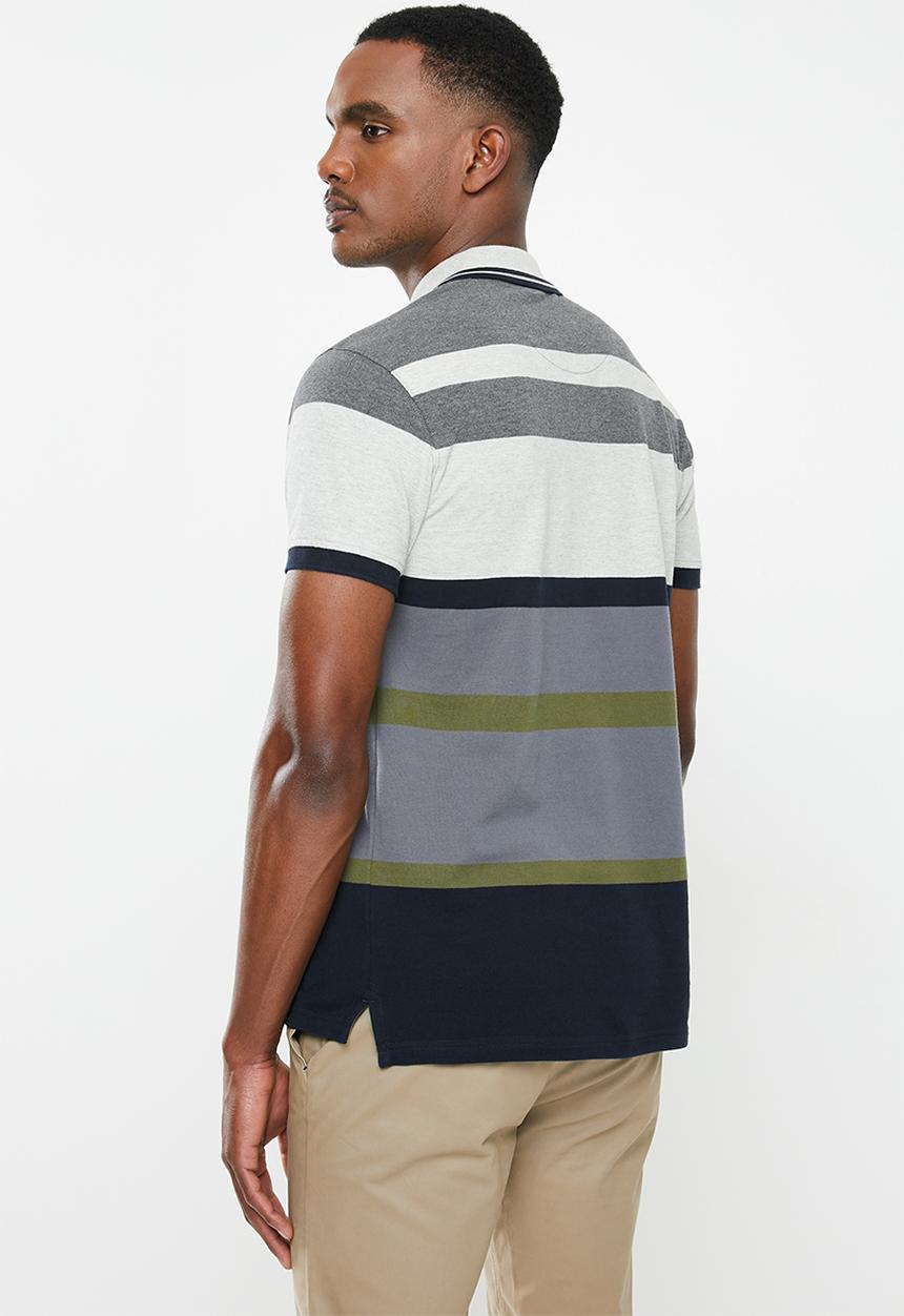 POLO - Jule stripe custom fit golfer - navy & grey