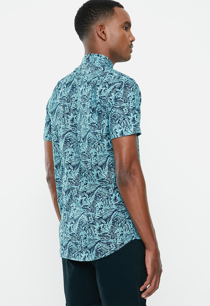 POLO - Victor floral signature short sleeve shirt - aqua