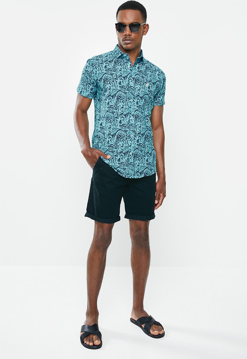 POLO - Victor floral signature short sleeve shirt - aqua