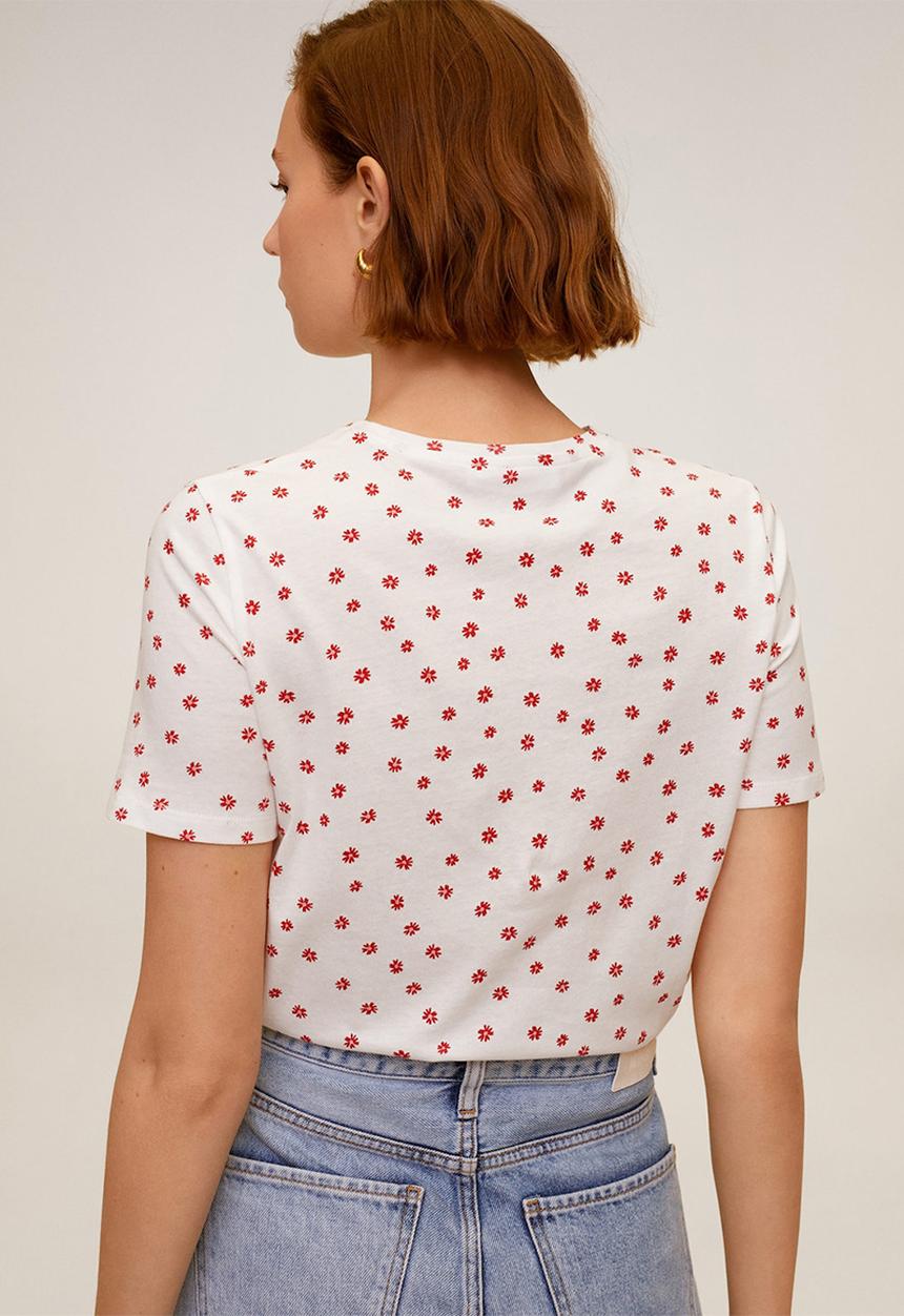 MANGO - T-shirt pschalo - white & red