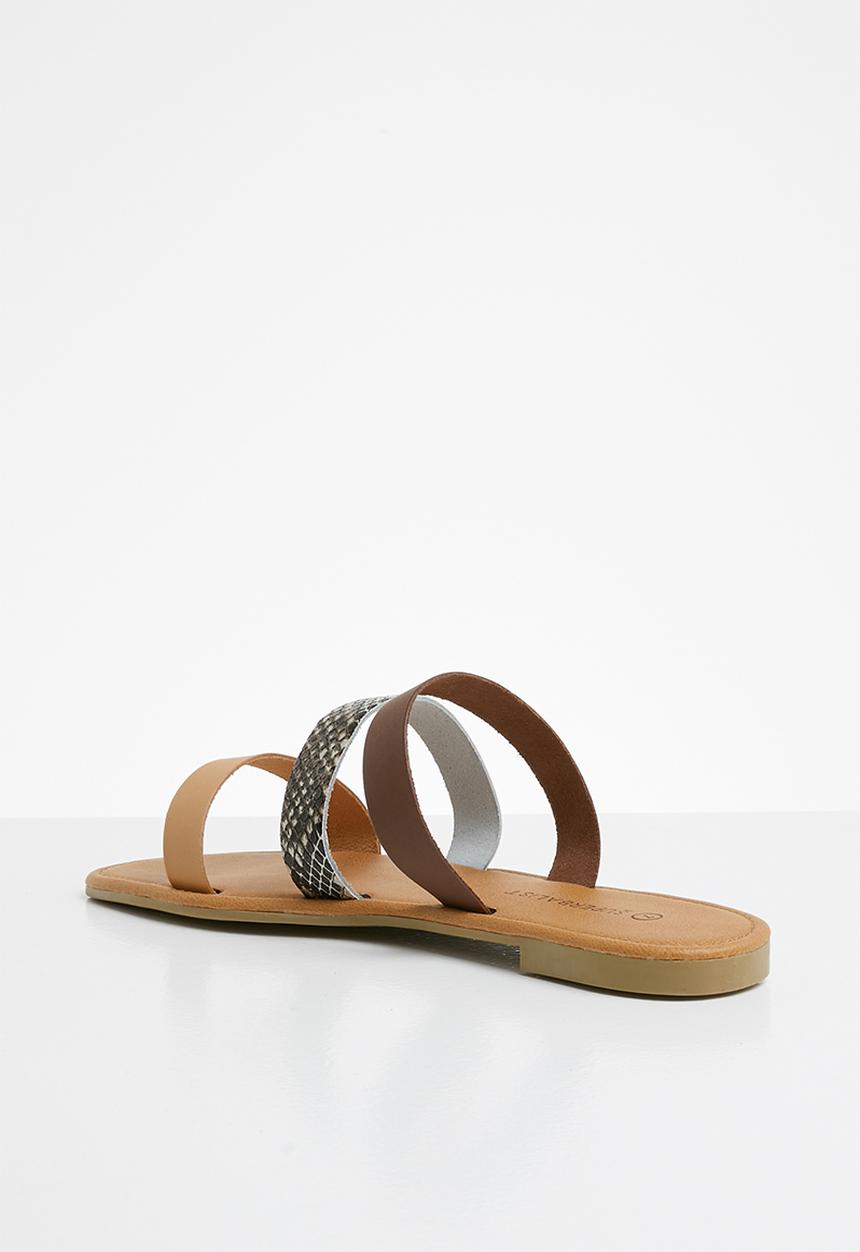 Superbalist - Luna leather slide - brown & beige