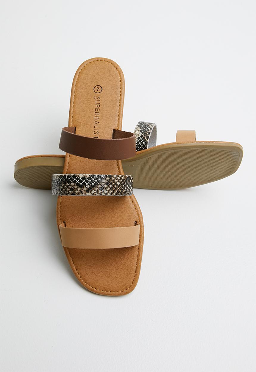 Superbalist - Luna leather slide - brown & beige