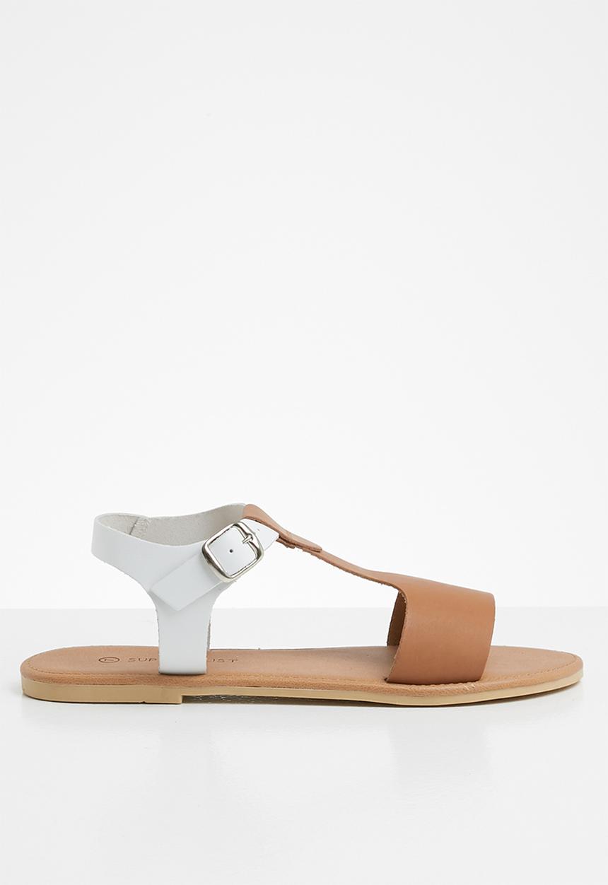 Superbalist - Jenna leather ankle strap sandal - neutral & white 