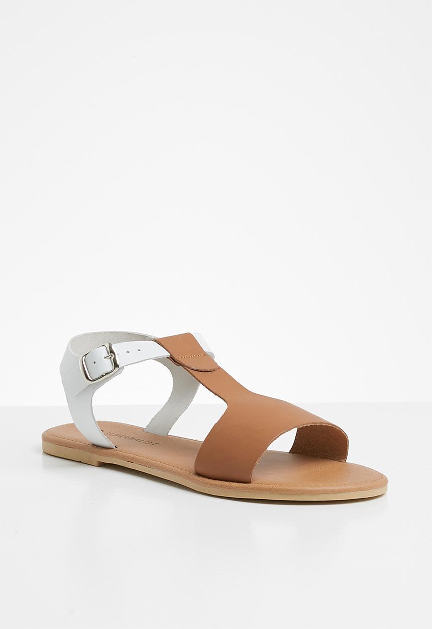 Superbalist - Jenna leather ankle strap sandal - neutral & white 