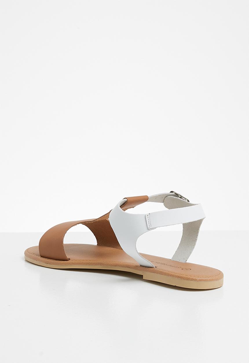 Superbalist - Jenna leather ankle strap sandal - neutral & white 