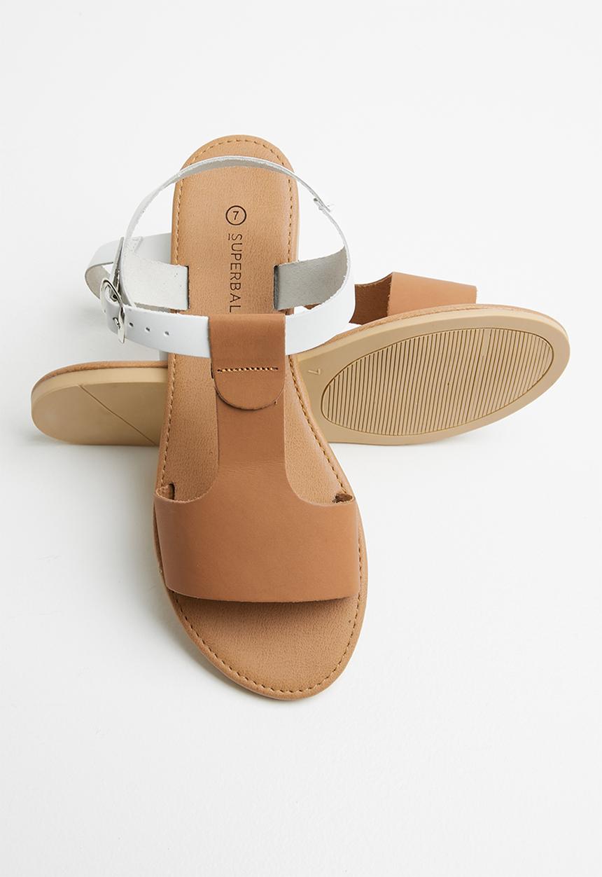 Superbalist - Jenna leather ankle strap sandal - neutral & white 
