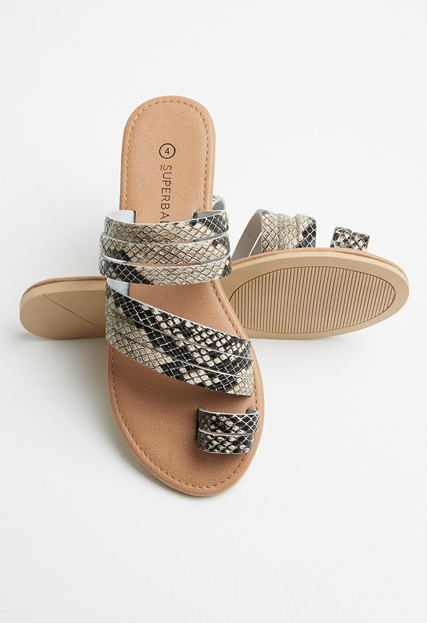 Superbalist - Kendra leather slide - brown & beige 