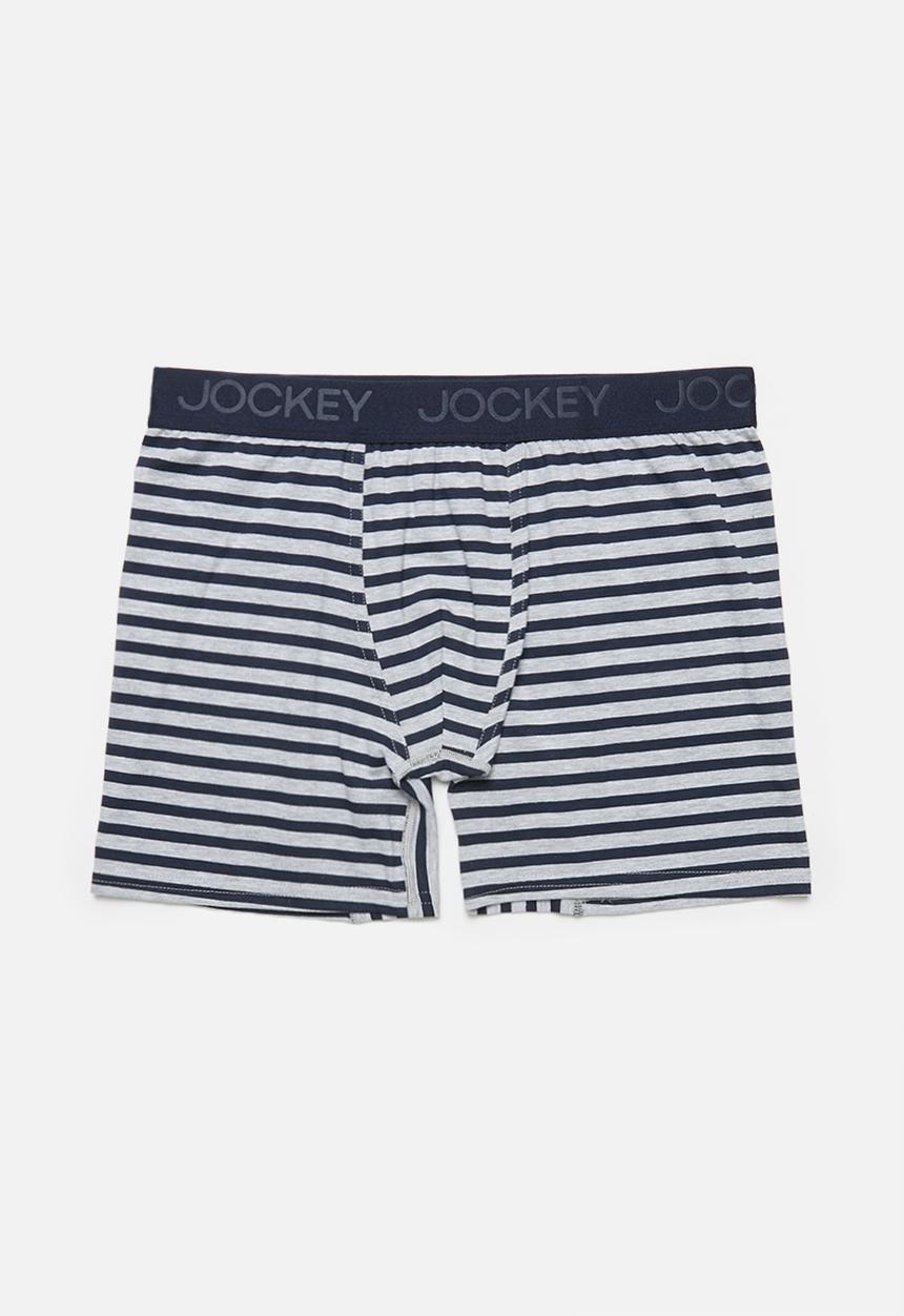 Jockey - 1 pack bot printed cotton stretch  l/leg pouch - grey & navy