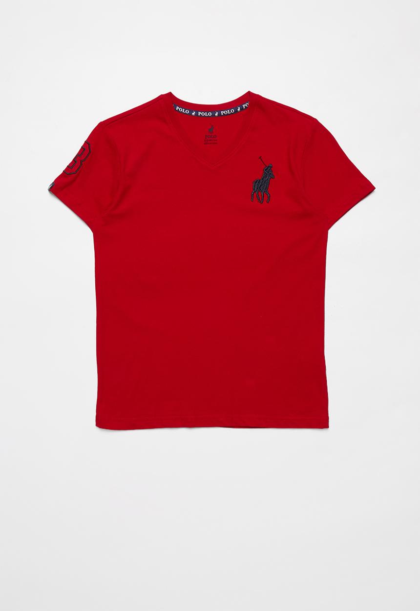 POLO - James numerical v-neck short sleeve tee - red