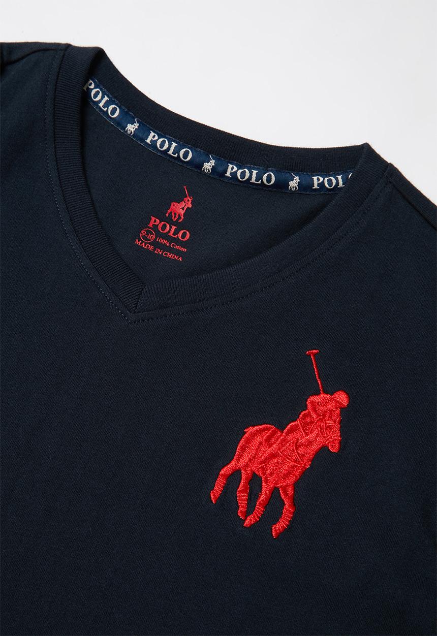POLO - James numerical v-neck short sleeve tee - navy