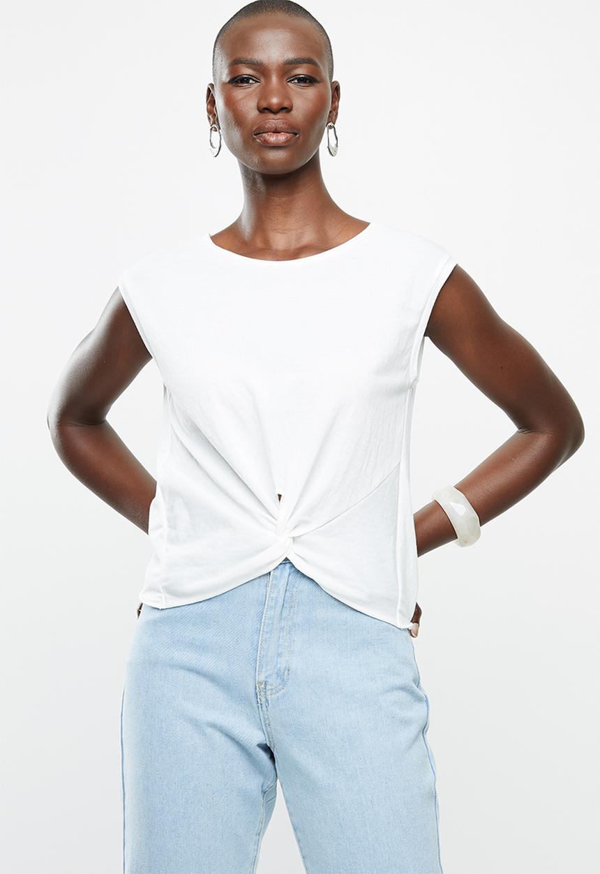 MANGO - T-shirt nudo - white