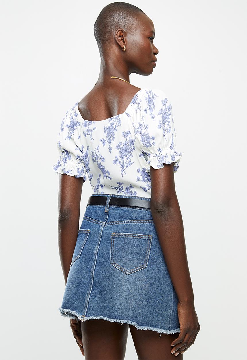 MANGO - Blouse sere - white & blue 