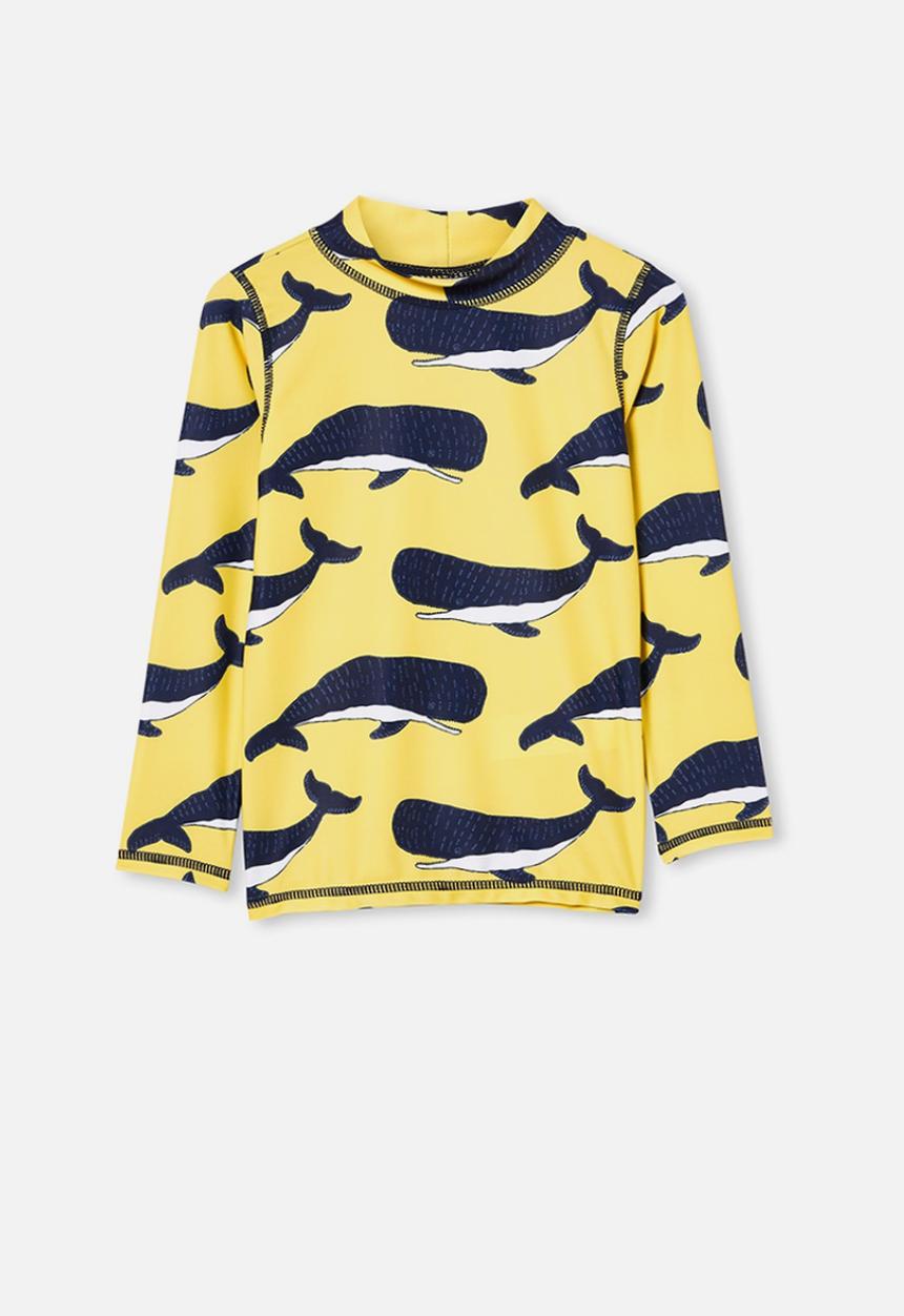Cotton On - Flynn long sleeve rash vest - yellow & blue 