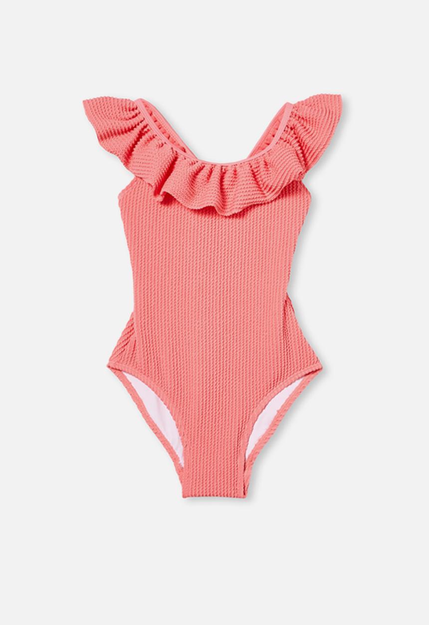 Cotton On - Frankie rib frill one peice - retro coral