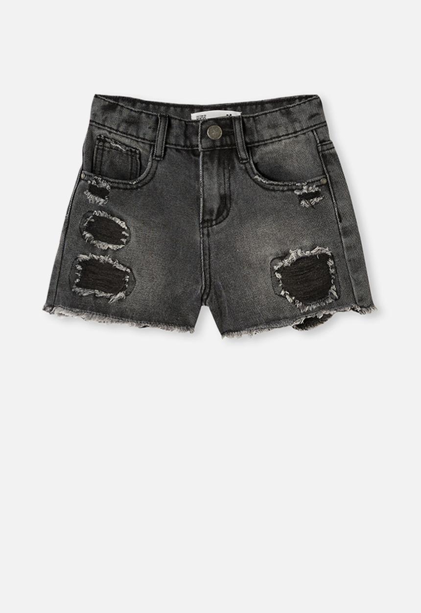 Cotton On - Sunny denim short - black wash/rips