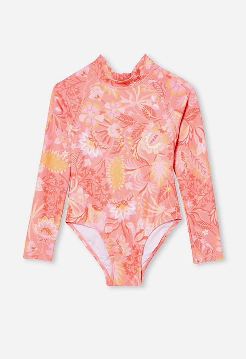 Cotton On - Lydia one piece - retro coral/folk floral