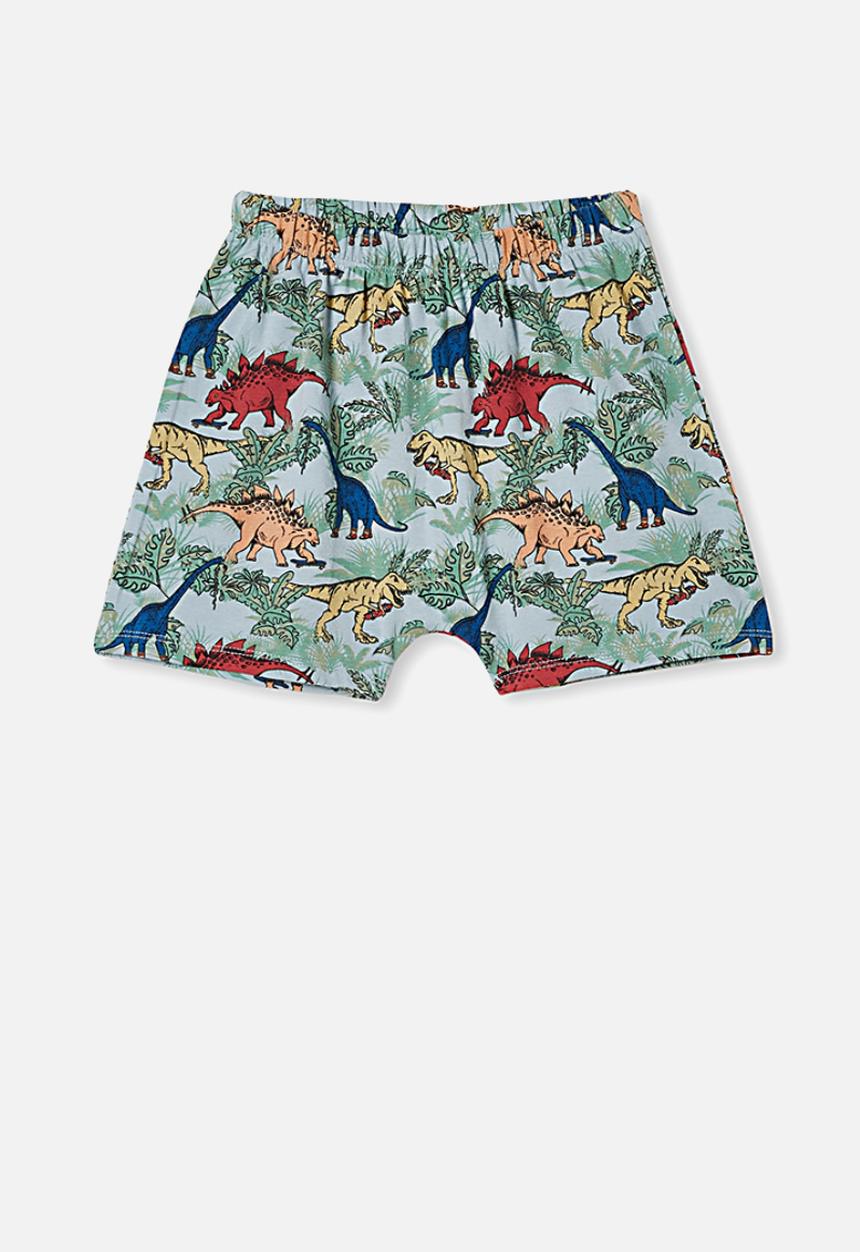 Cotton On - Hudson short sleeve pj set - colourful dinosaur frosty blue
