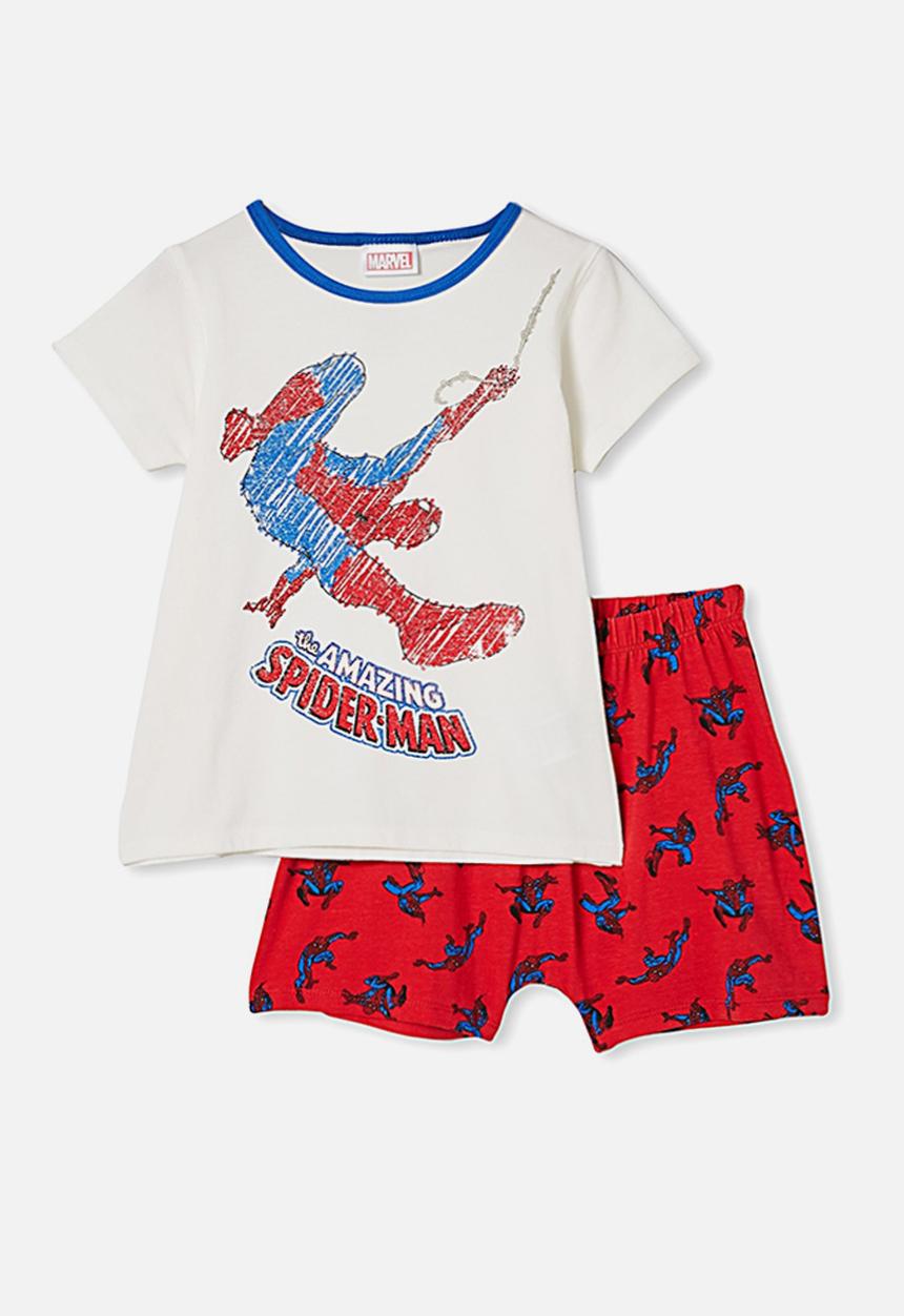 Cotton On - Hudson short sleeve pj set - Spiderman vanilla
