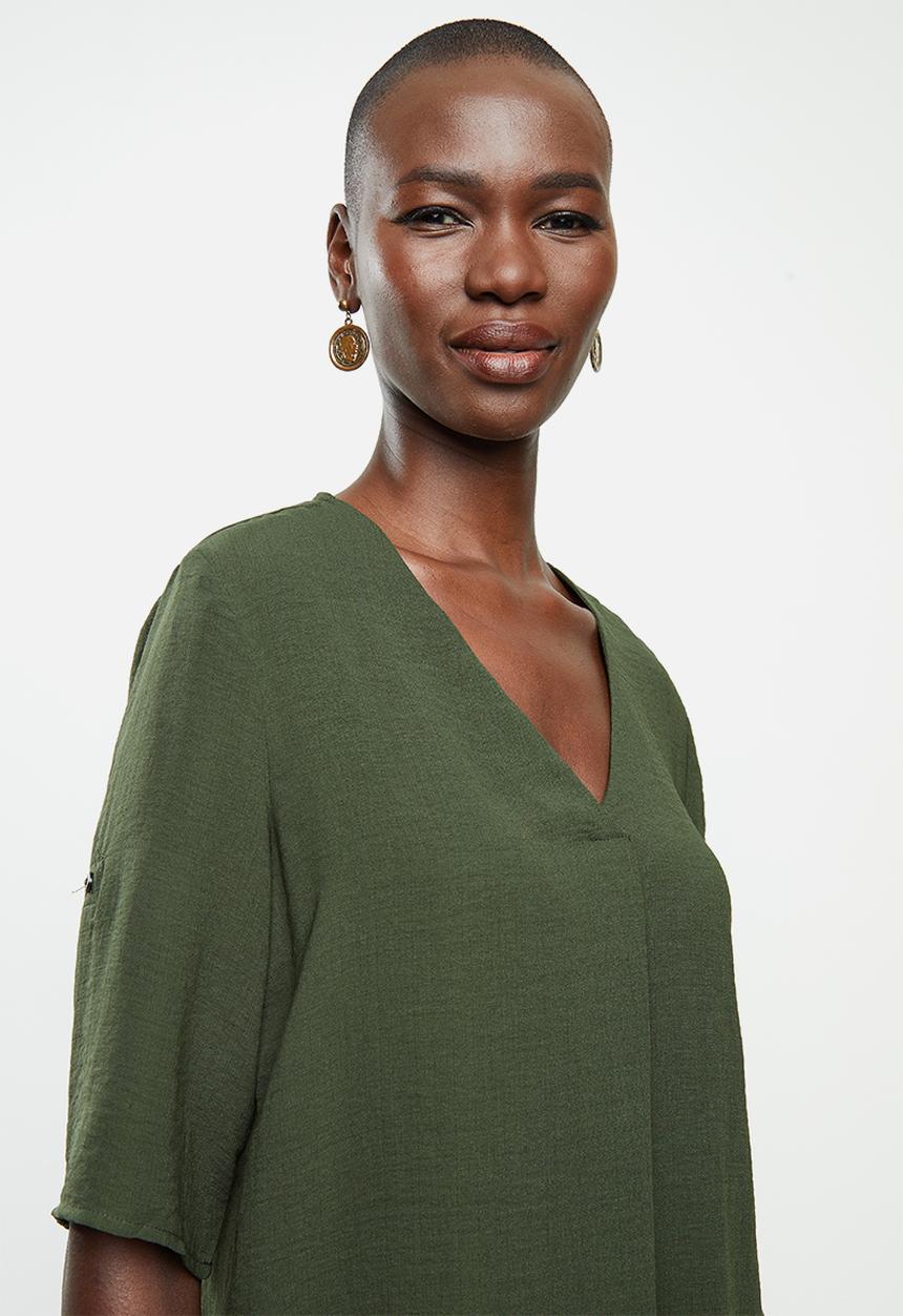 Jacqueline de Yong - Noa Tina short sleeve blouse - khaki 