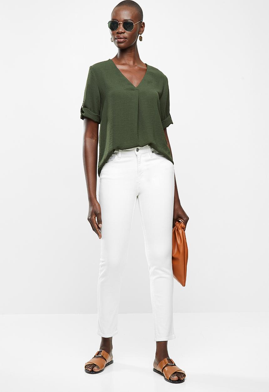 Jacqueline de Yong - Noa Tina short sleeve blouse - khaki 