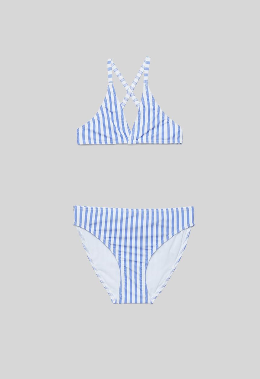 Rebel Republic - Girls stripe bikini - blue