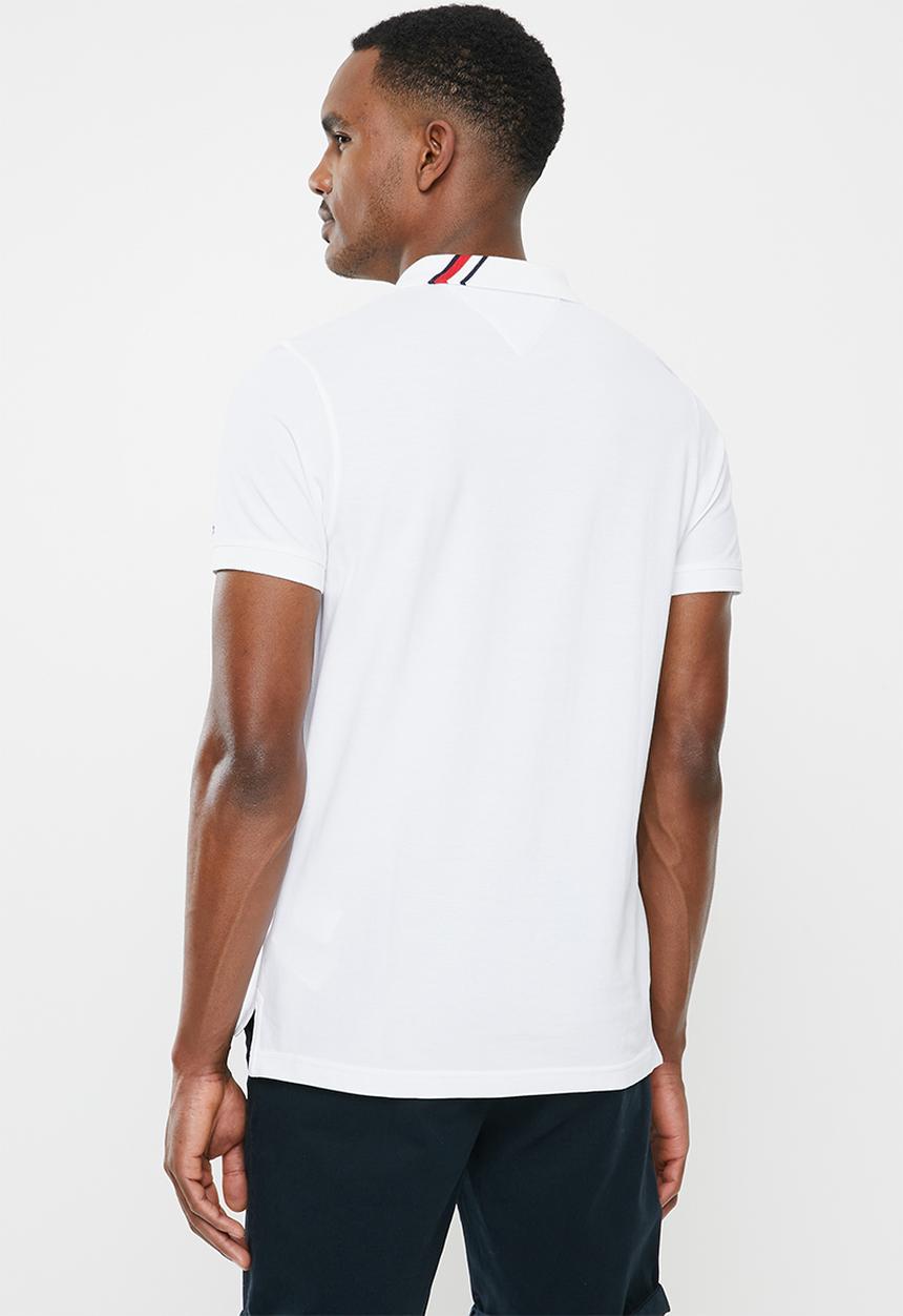 Tommy Hilfiger - Global striped collar slim polo - bright white