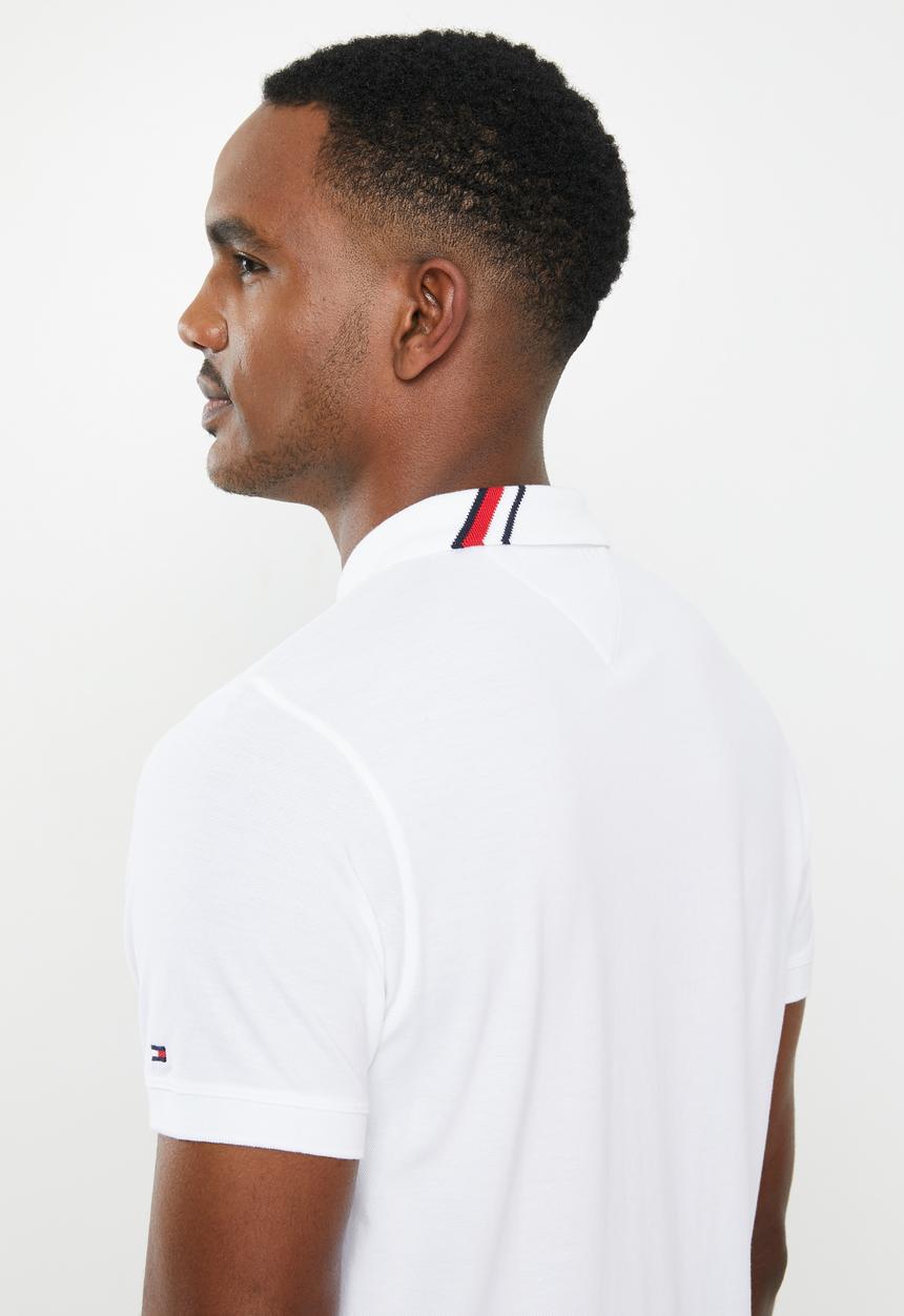 Tommy Hilfiger - Global striped collar slim polo - bright white