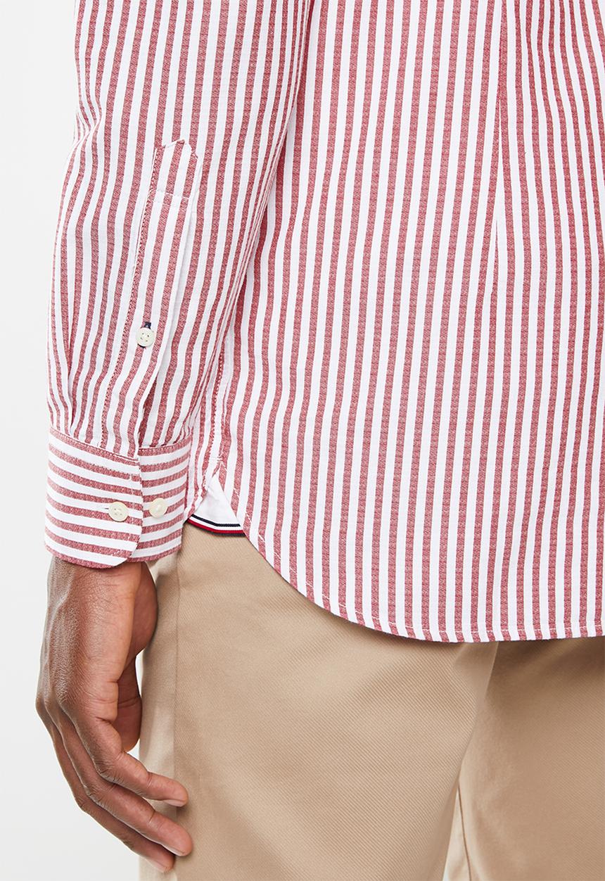 Tommy Hilfiger - Slim textured stripe shirt - haute red & bright white