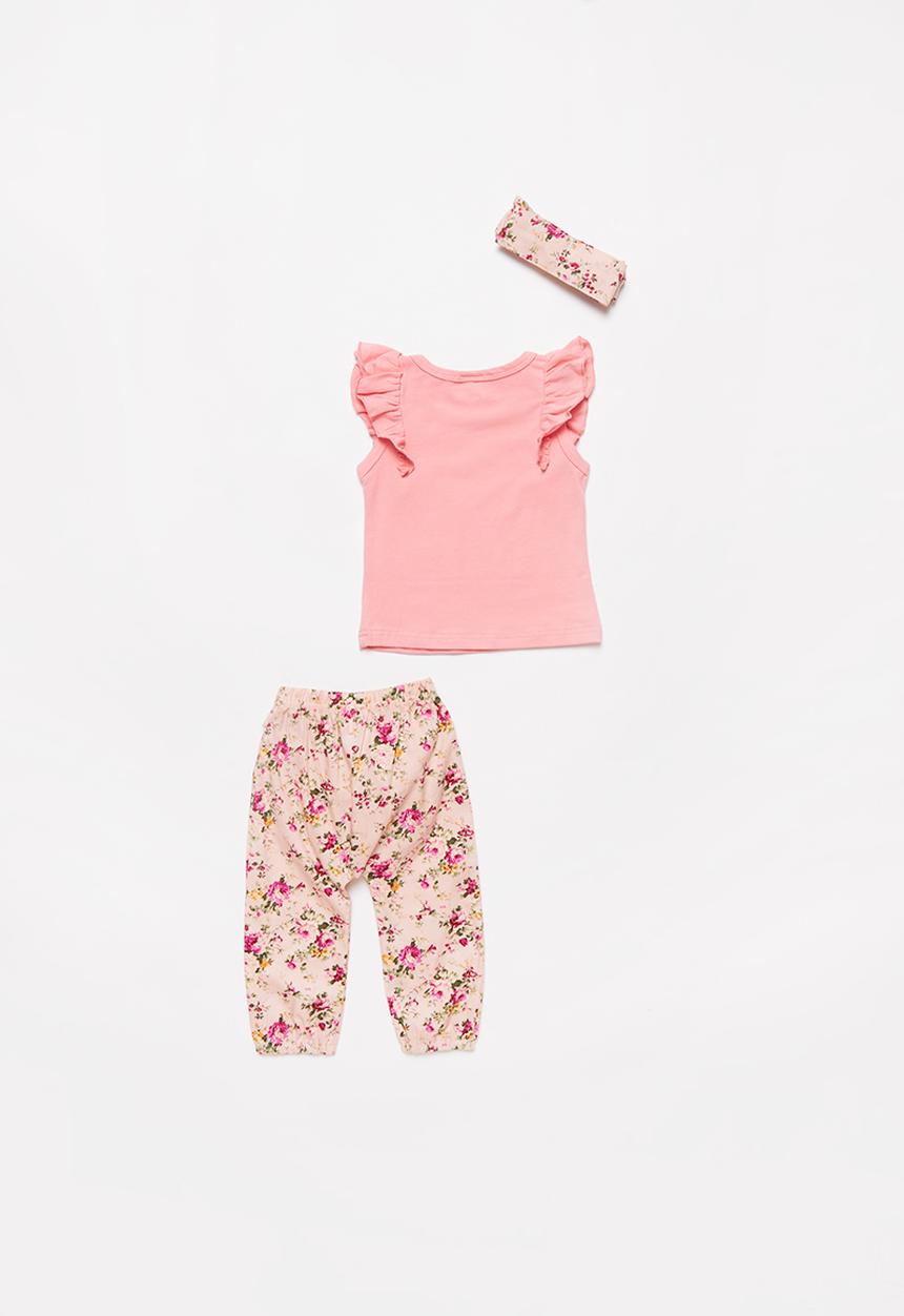 Pop Candy - Floral pants & tee set - pink