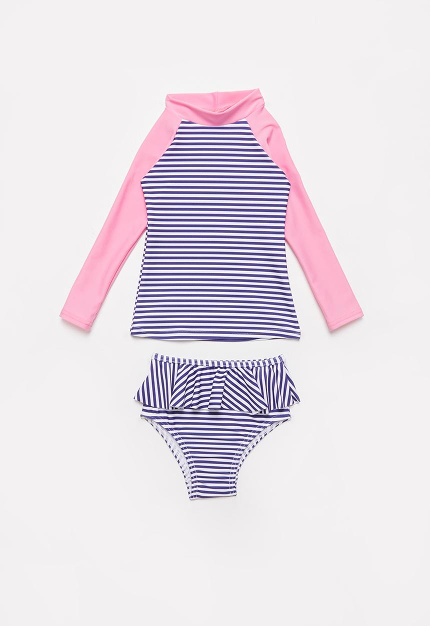 Pop Candy - Stripe 2 piece swimsuit - navy & pink 