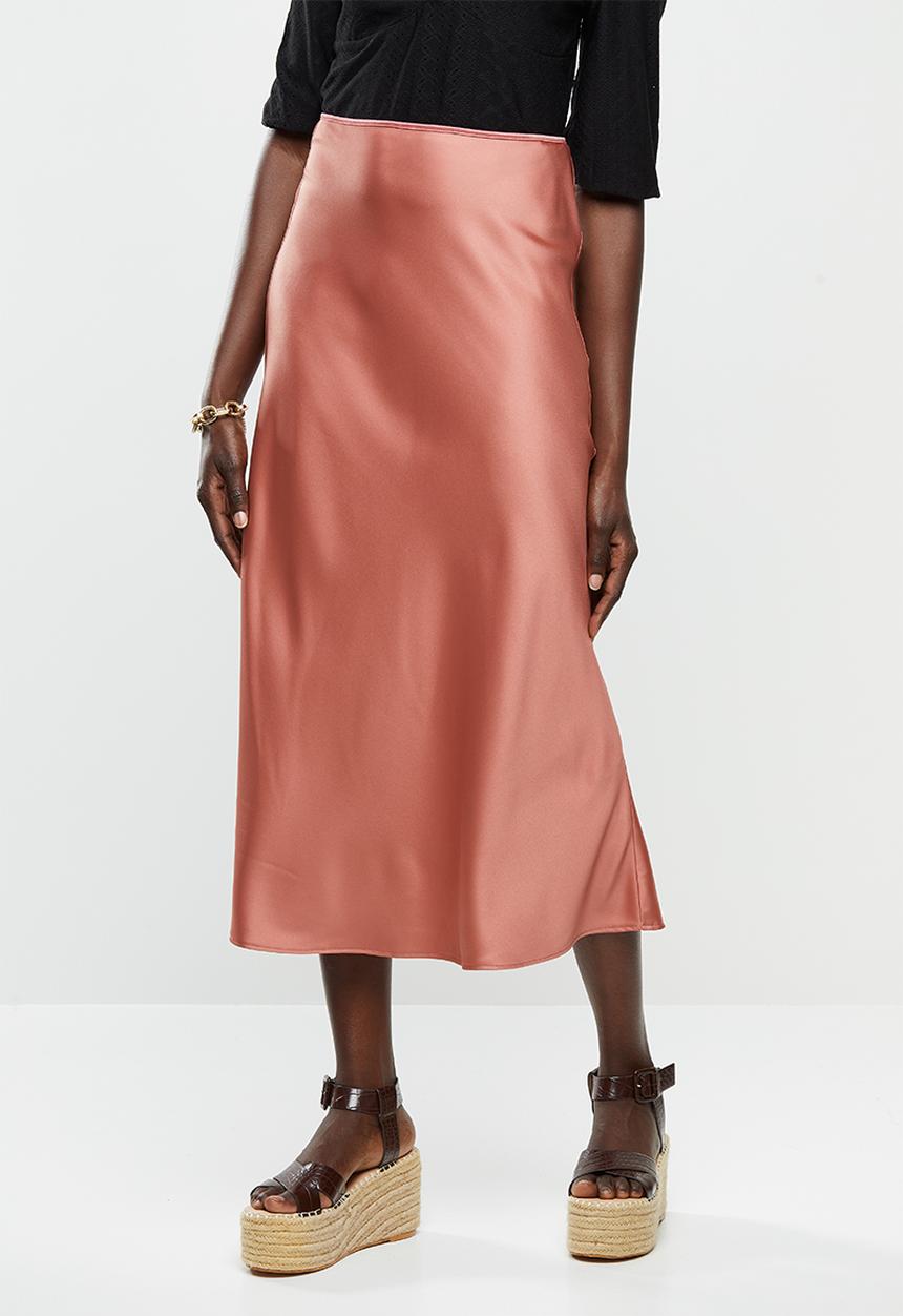 VELVET - Satin bias midi skirt - rose shadow