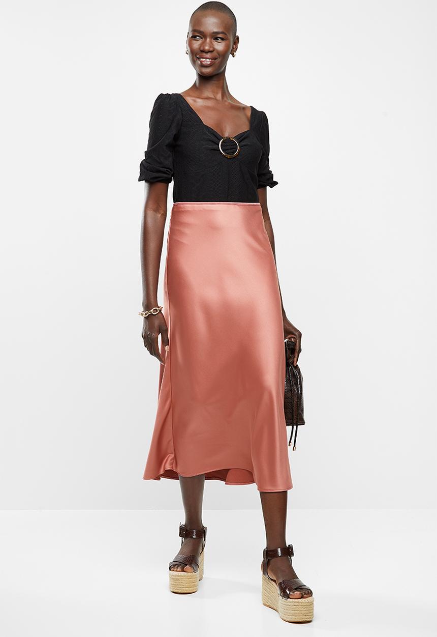 VELVET - Satin bias midi skirt - rose shadow