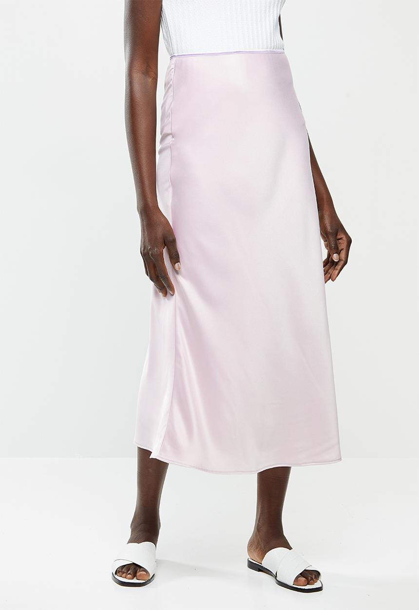 VELVET - Satin bias midi skirt - ice lilac