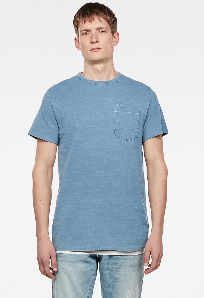 G-STAR - Indigo raw embro GR pocket tee - light blue