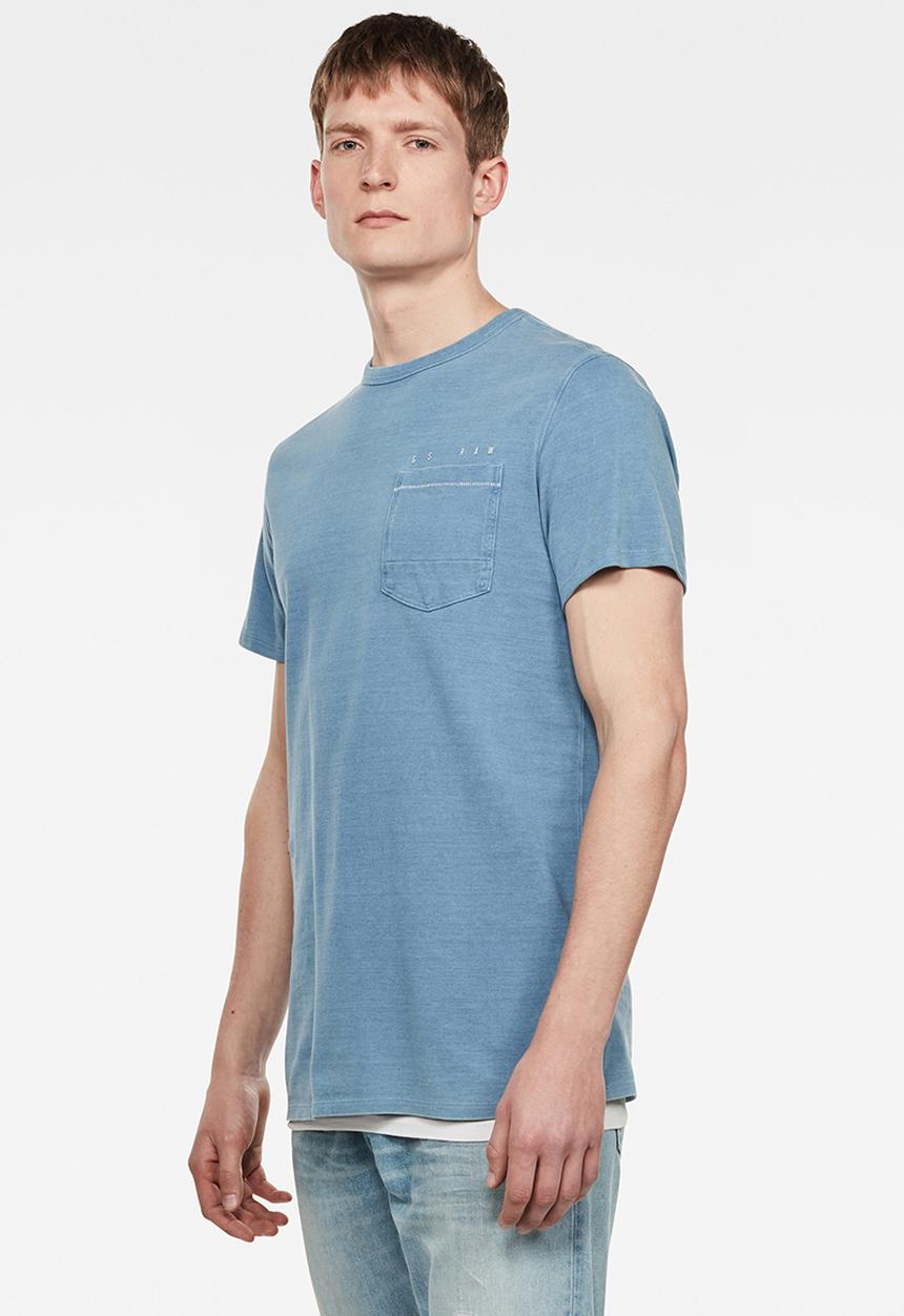 G-STAR - Indigo raw embro GR pocket tee - light blue