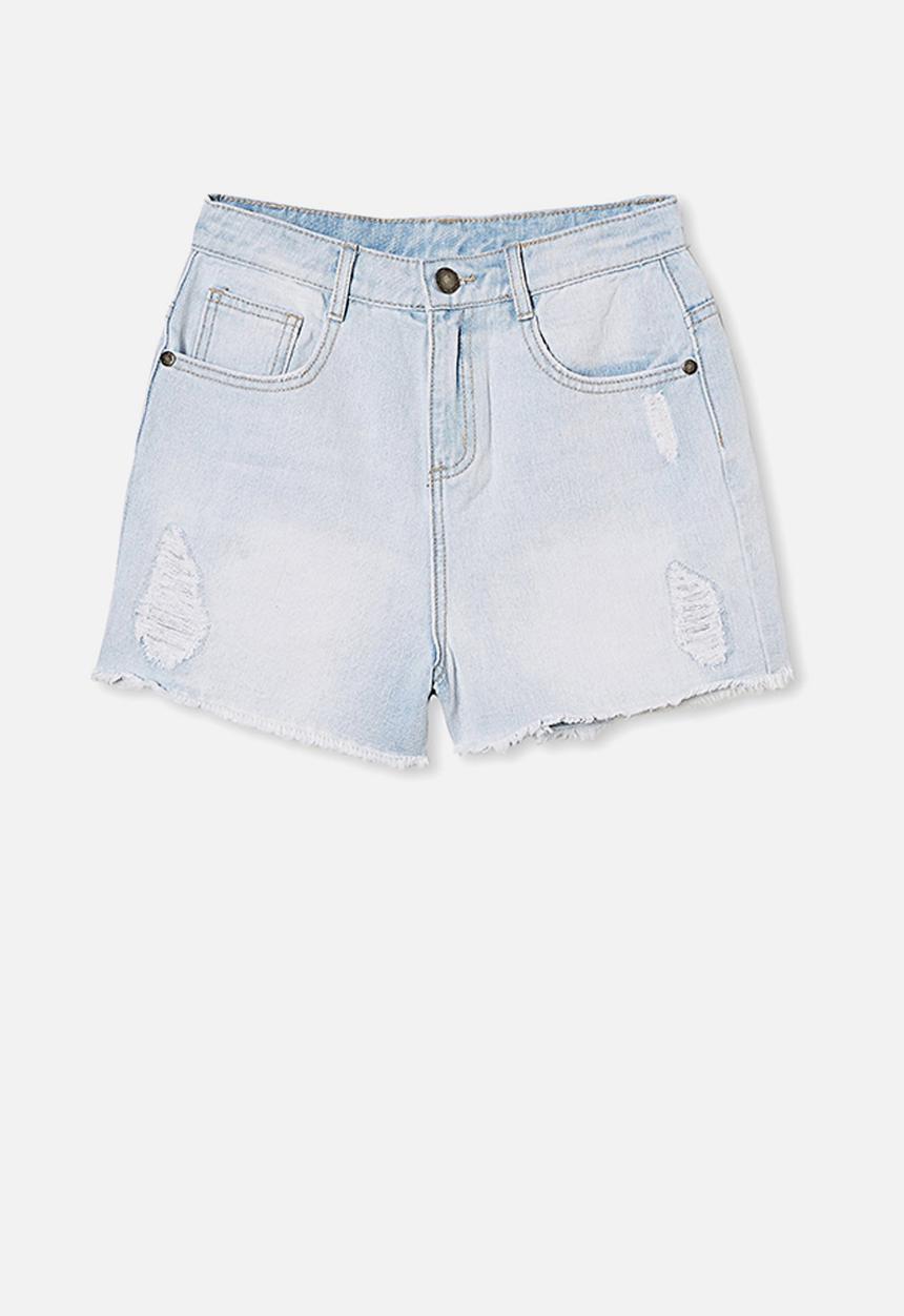 Free by Cotton On - Sully denim shorts - bleach wash rips